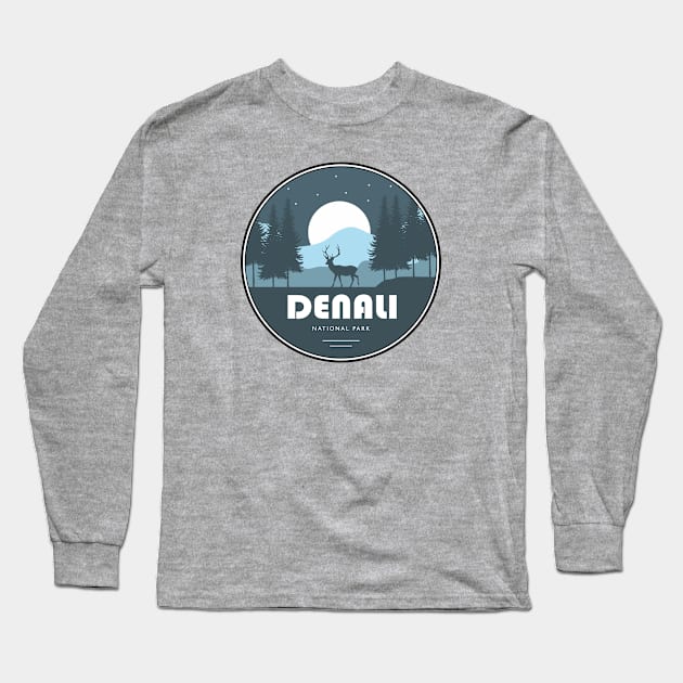 Denali National Park Deer Long Sleeve T-Shirt by esskay1000